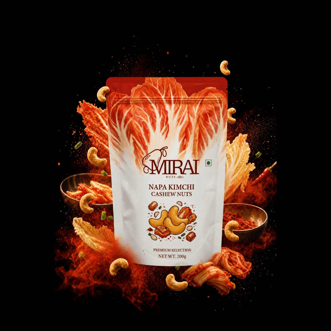 Napa Kimchi flavored cashews by Mirai Nuts