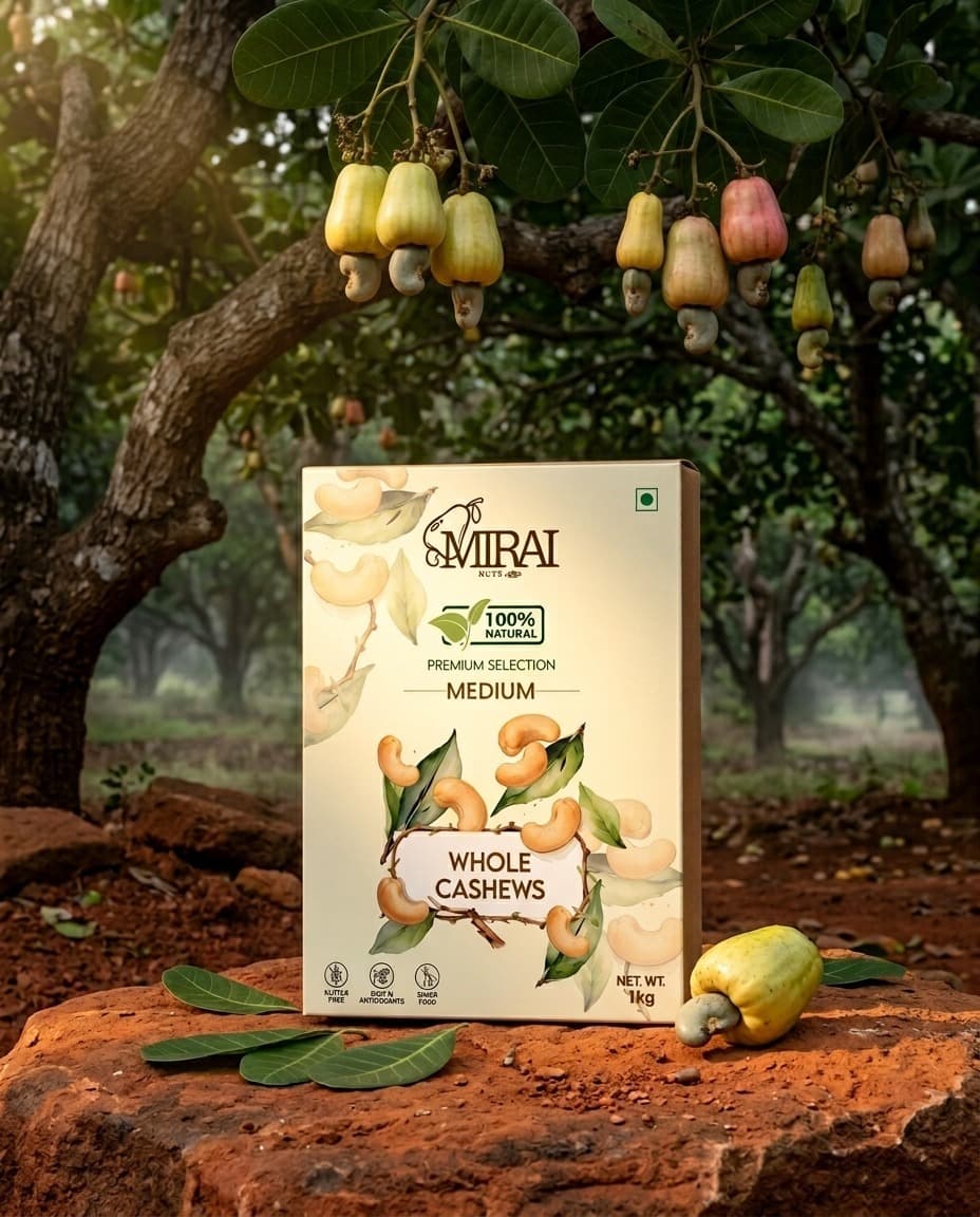 Medium whole cashews by Mirai Nuts